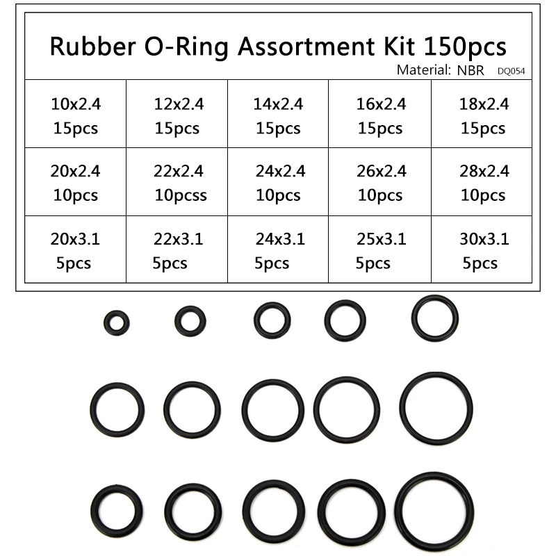 Pcp diy tanque de paintball recarga de ar nbr vedação o-rings arruela de borracha durável junta de vedação substituição 15 tamanhos 150 pçs/set dq054