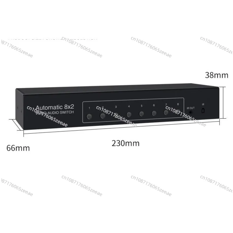 8x2 AV Switcher with Remote Control RCA Video Audio Selector 8 in 2 Out Sharing Manual Switching Box