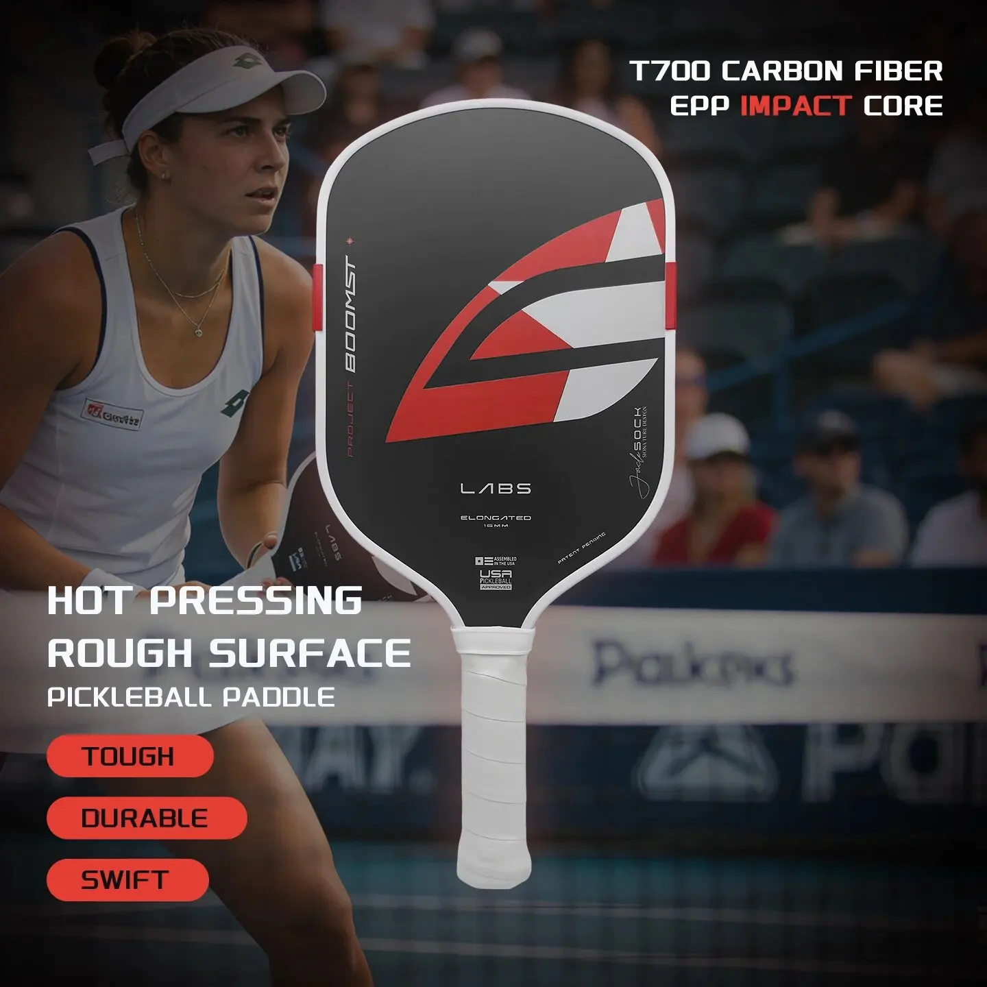 5th Generation Boom Stick Pickleball Paddle Carbon Fiber Honeycomb Core External Adjustable Metal Weight Hot Press Training Rack