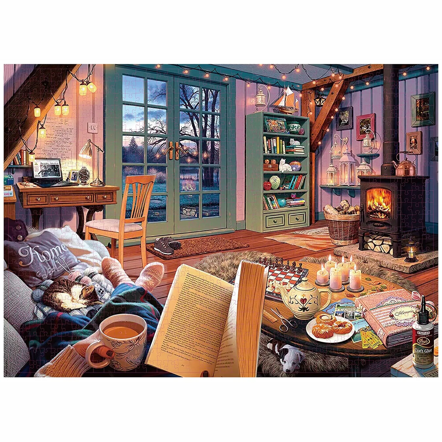 1000 Pieces Warm Home Jigsaw Puzzles for Adults Home Decor Games Family Fun Floor Puzzles Educational Toys for Kids
