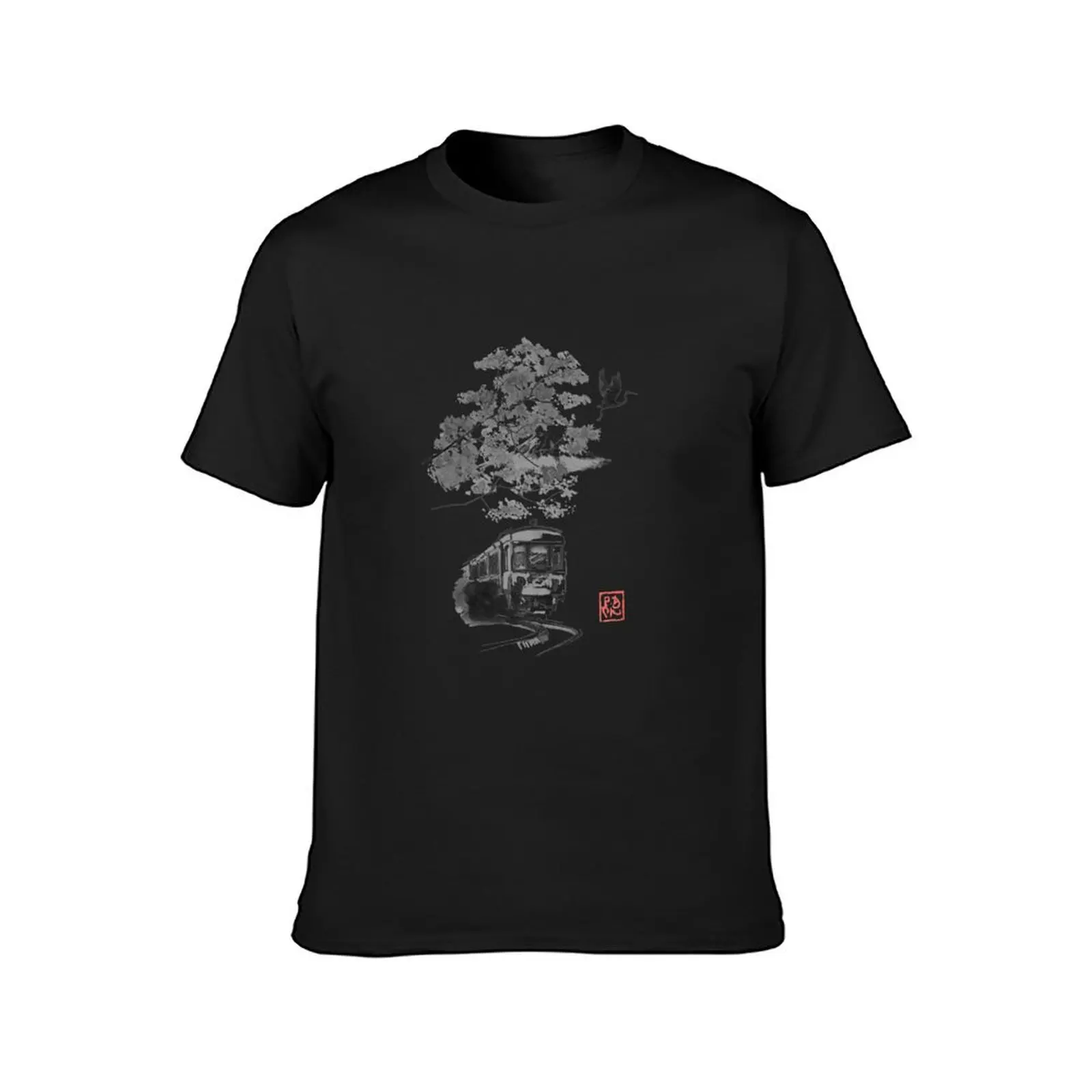 train, stork and fuji T-Shirt customizeds vintage clothes Blouse shirts graphic tees t shirts men