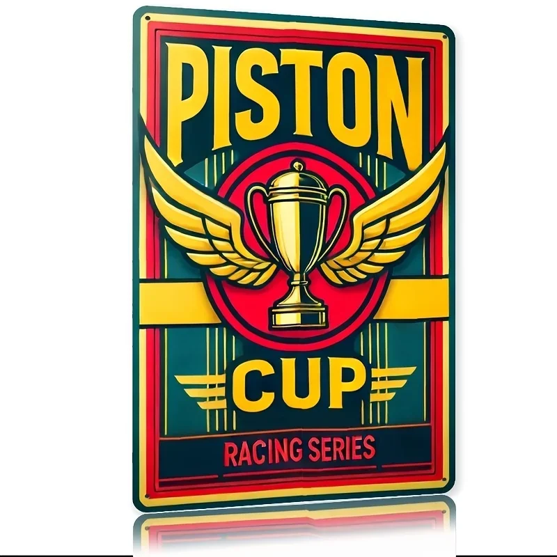 Vintage Racing Trophy Wing Metal Tin Sign, Retro Motor Race Wall Plaque, Garage Man Cave Wall Decor