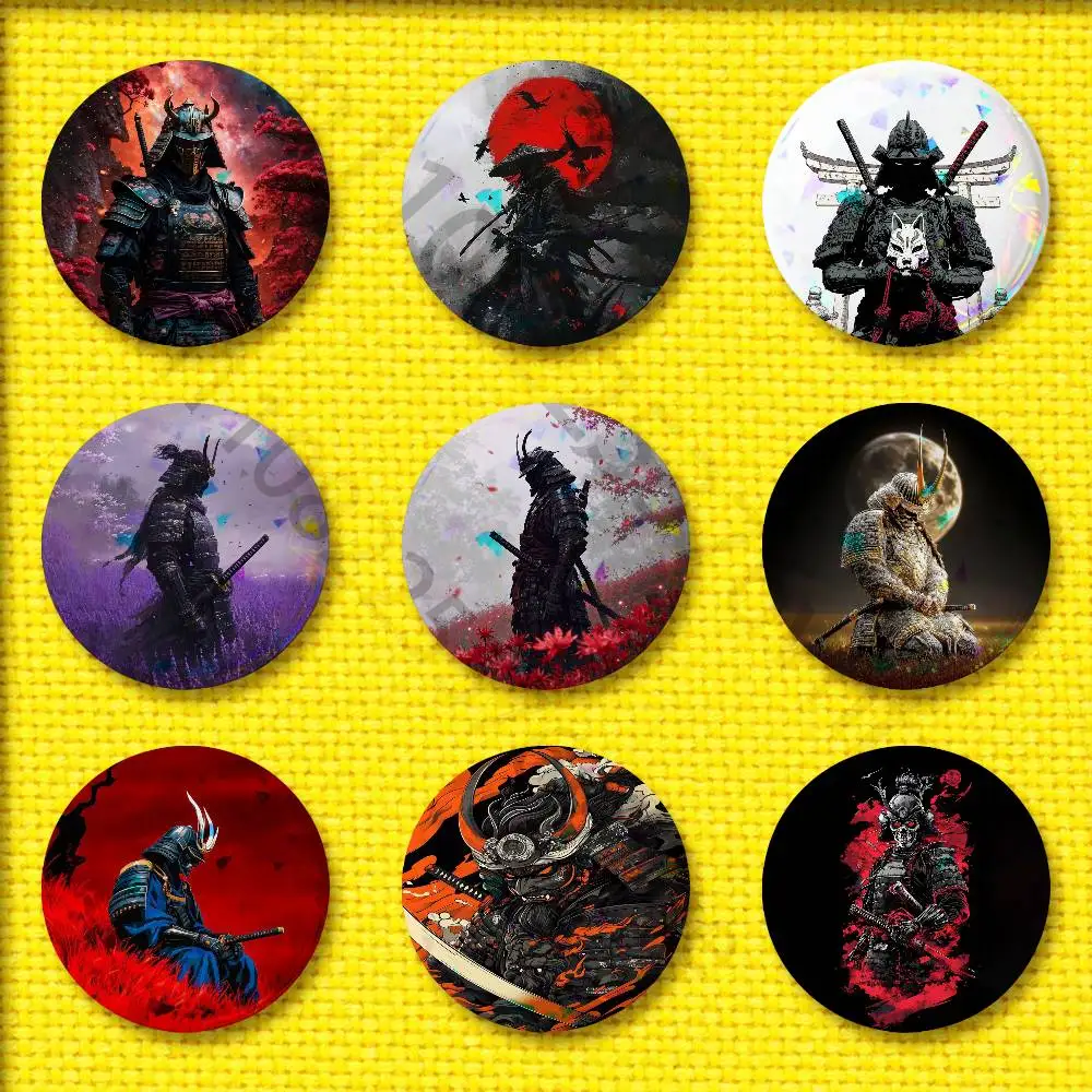 

Japanese Bushido Samurai Badge For 75mm 25mm 44mm 32mm 58mm Round Pin Brooch Insignia Shell Adornment
