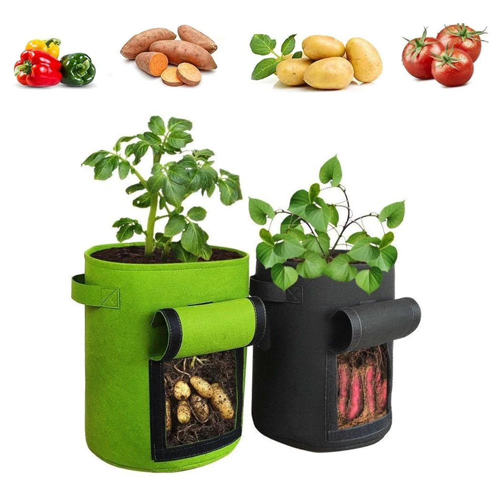 

10/7/5 Gallon Potato Grow Bags Breathable Garden Vegetables Planter Bags with Window Flap Handles for Tomatoes Strawberry Carrot