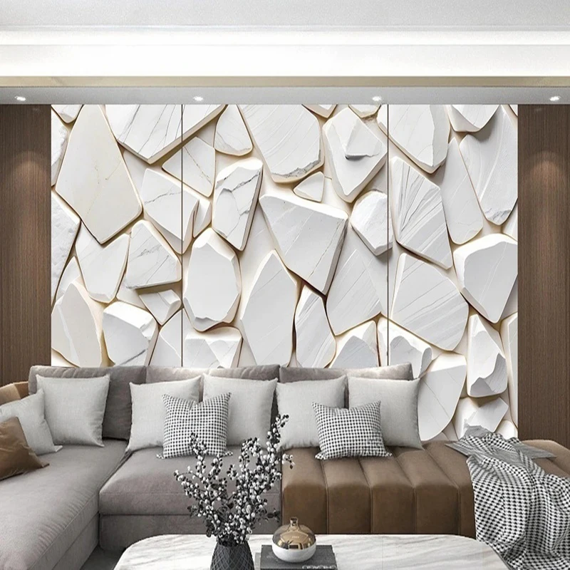 Custom Size Mural Home Decor Mordern Wallpaper 3D Stereoscopic Stone Pattern Abstract Geometric Wall Painting Background