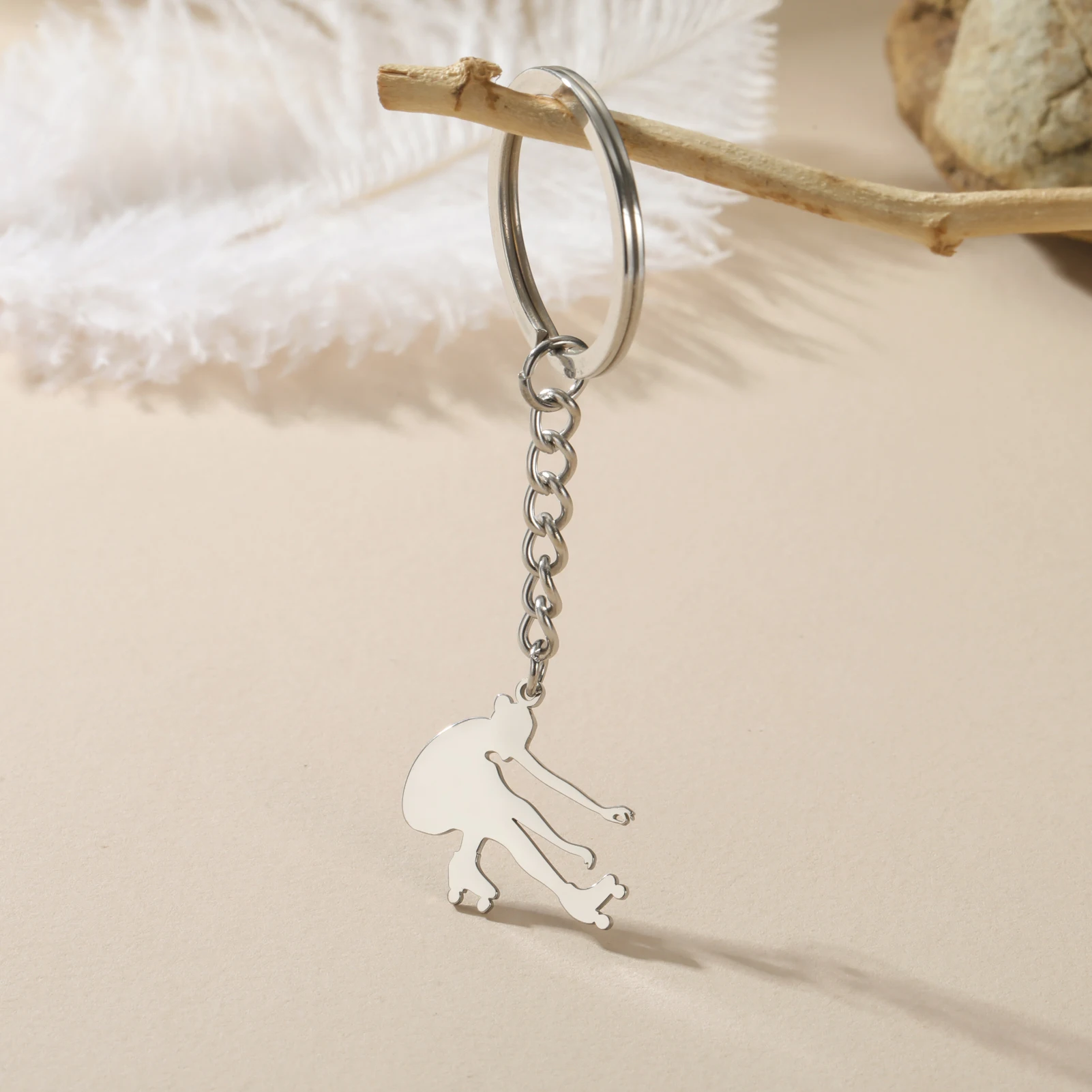 COOLTIME Eiskunstläufer Schlüsselanhänger Edelstahl Rollschuh-Sport Anhänger Schlüsselring Schmuck Geschenk Trend – Detail 7