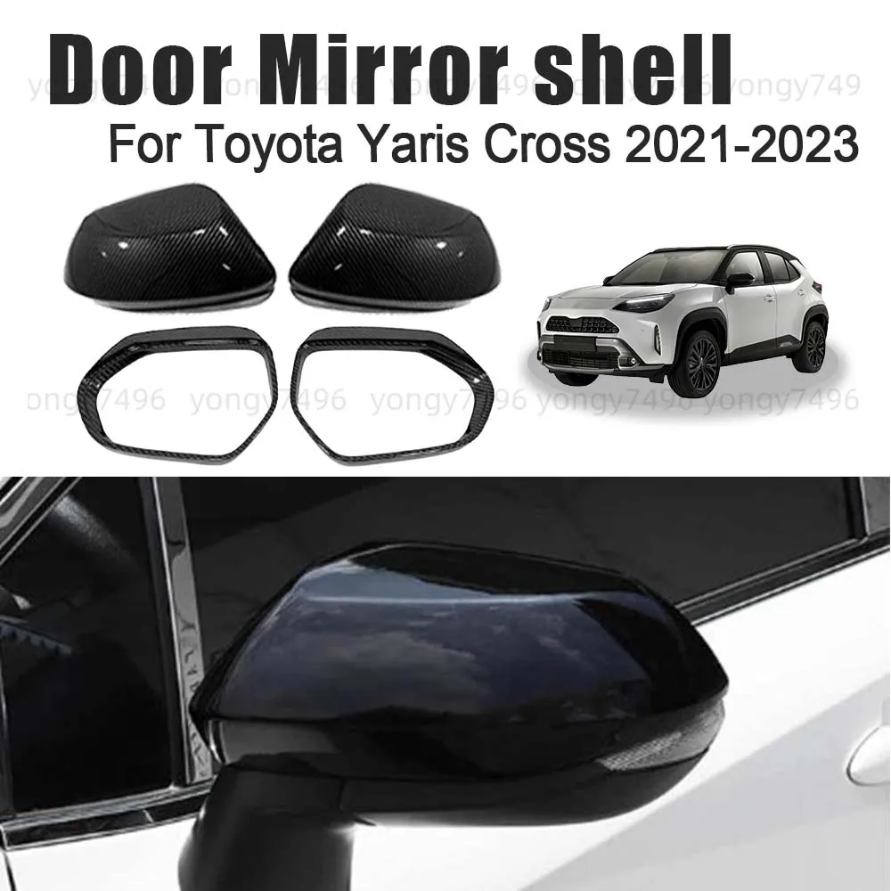 

Protective Cover Carbon Fiber Chrome Silver Door Mirror Shell For Toyota Yaris Cross 2021 2022 2023 Car Rearview Accessories