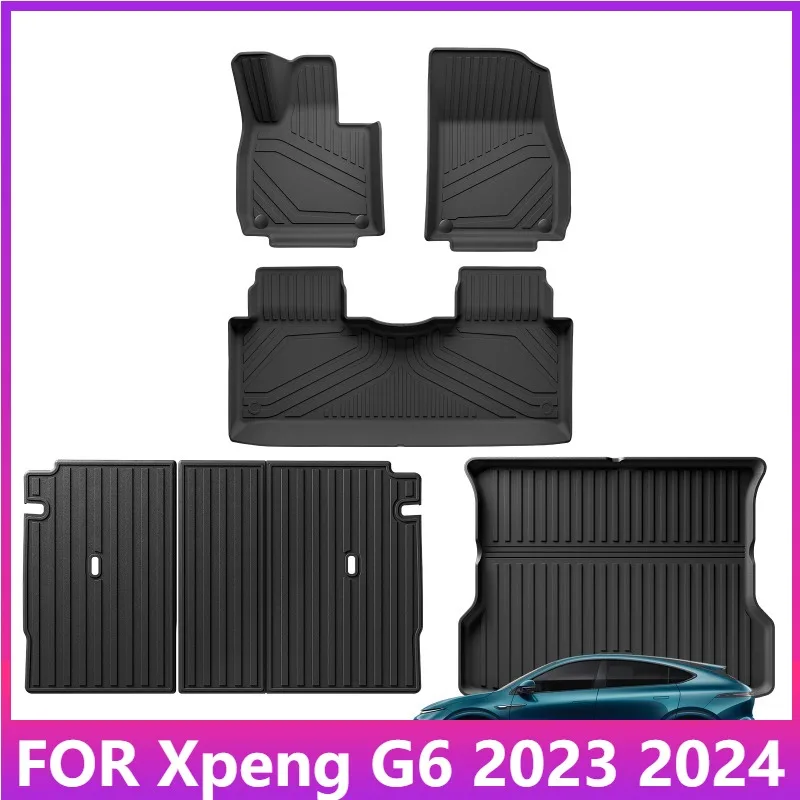 

Для Xpeng G6 2023 2024, автомобильные коврики, вкладыш для багажника, коврик для багажника, TPE, 3D коврик для ног, всепогодный, черный