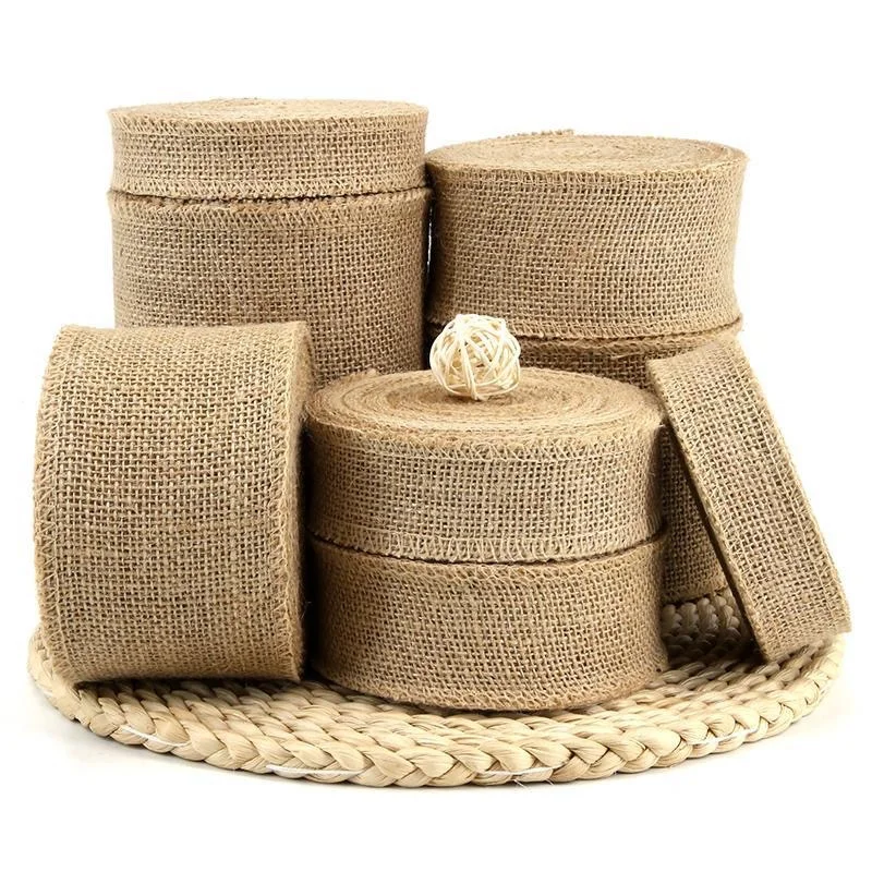 Natural Vintage Jute Ribbons Gift Bows Burlap DIY Wedding Sewing Clothing Christmas Jute Hemp Fabric Roll Crafts Decoration