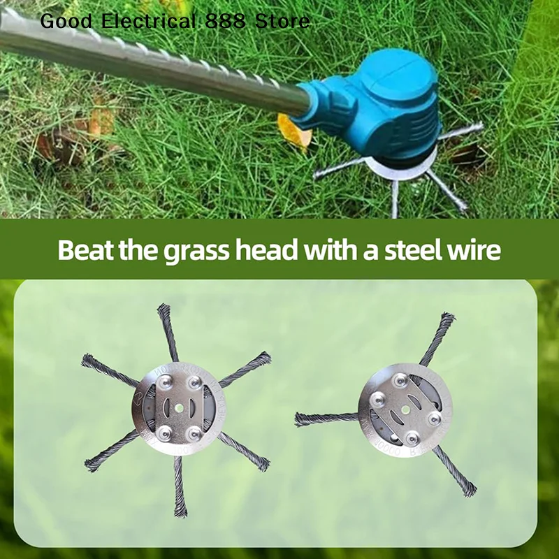 1Pcs 3/6 Cutter Universal Weed Brush Head Steel Wire Wheel Grass Trimmer Head Removal Moss Rust Lawn Mower Grass Trimmer Heads