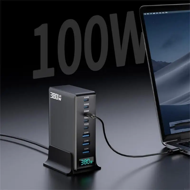 

K3NB 380W USB C USB A Charging Station 8 Port For Multiple Devices Fast Charging HUB