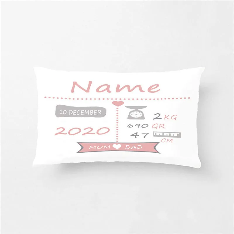 Baby Birth Gift Pillow Cases Personalized Birth Stats Pillow Cover Nursery Pillow New Baby Cushion Cover Children Birthday Gift