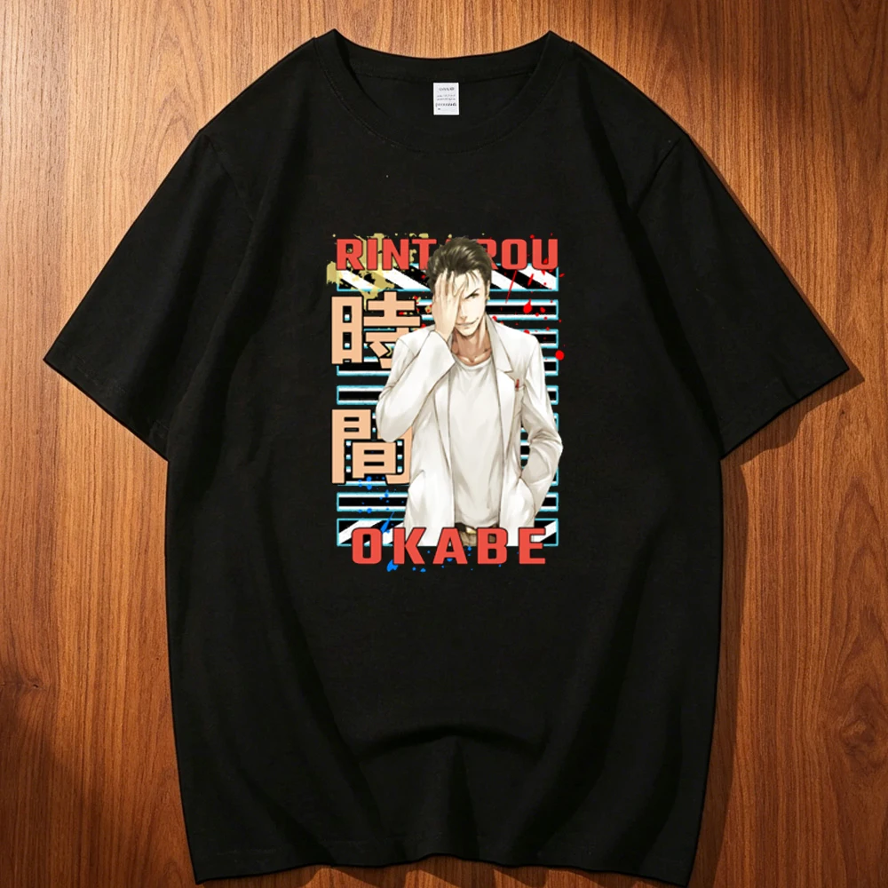 Steins Gate cotton tshirt teen korean clothes Vintage 2000s Grunge Gothic Digital shirt hip hop Y2k Comfortable women