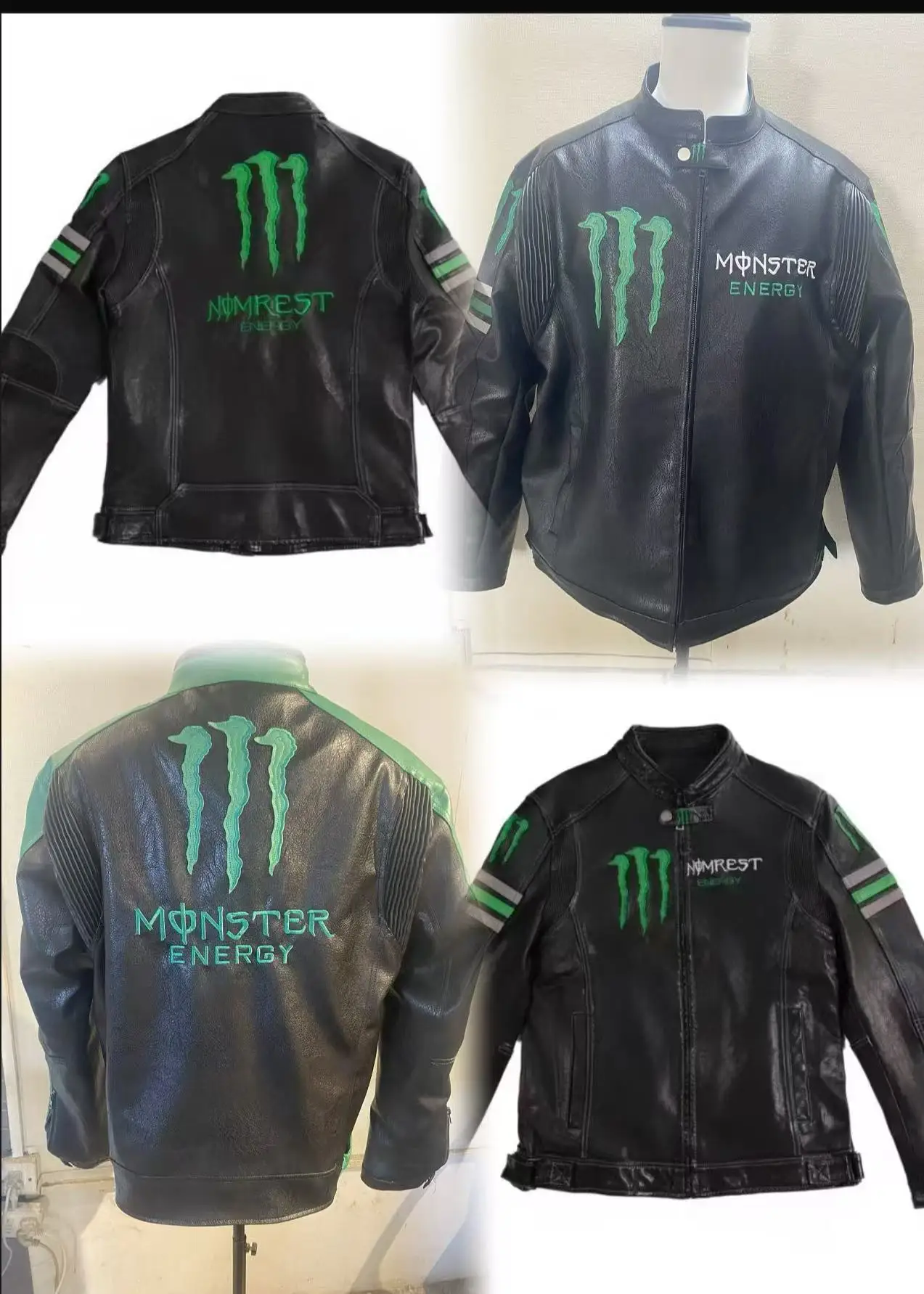 

Кожаная куртка Monster Racing Team 2025 с вышивкой монстра-когтей, верхняя одежда для мотоцикла