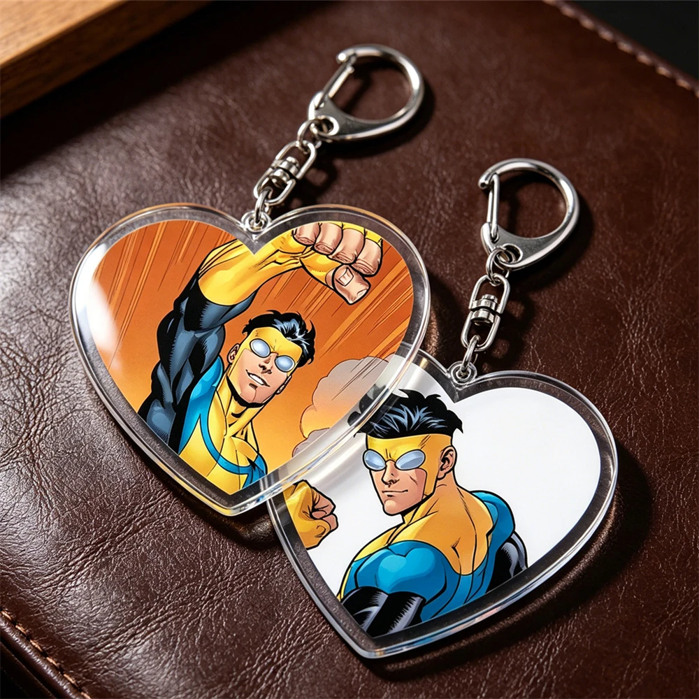 Hot Superhero TV Show Invincible Keychain for Accessories Viltrumite Omniman Conquest Comic Keyring Jewelry Friends Fans Gifts