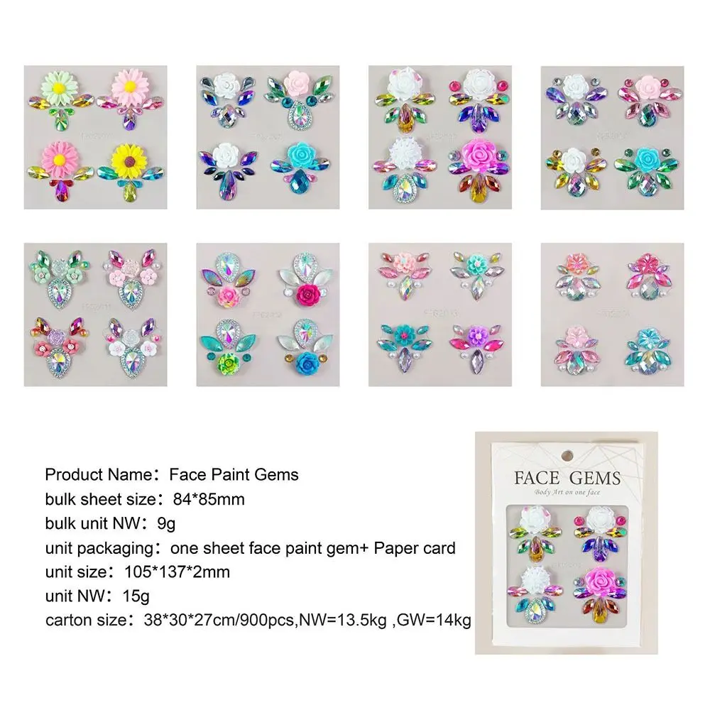 DIY لاصق ماكياج الماس ملصق الماس قناع 3D كريستال كريستال الأحجار الكريمة الوشم المؤقت مهرجان حجر الراين الوشم النساء #5