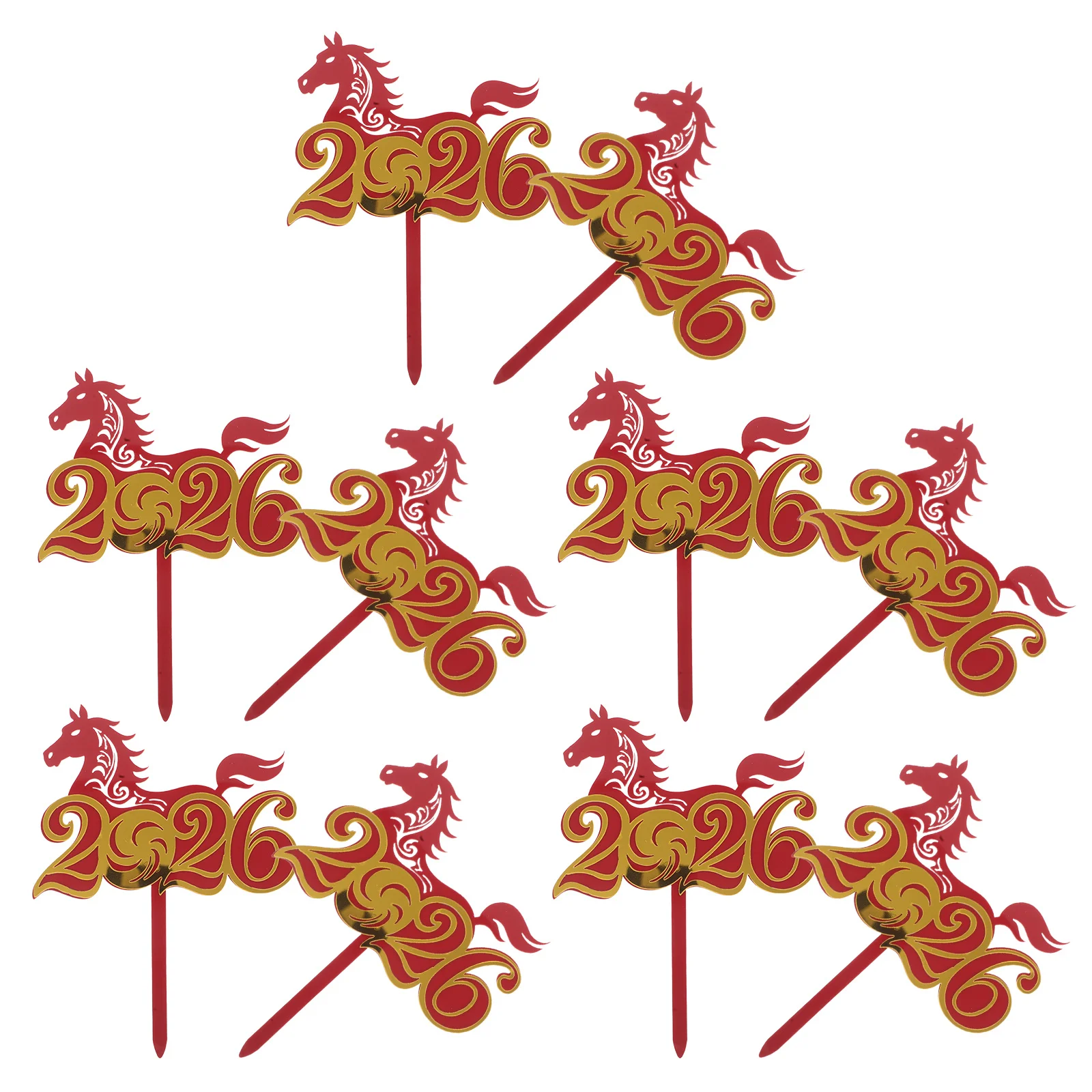 

10Pcs Horse Birthday Cake Decorations Acrylic Toppers Horse Theme Party Decor New Year Cake Picks Sweet 2026 Celebration