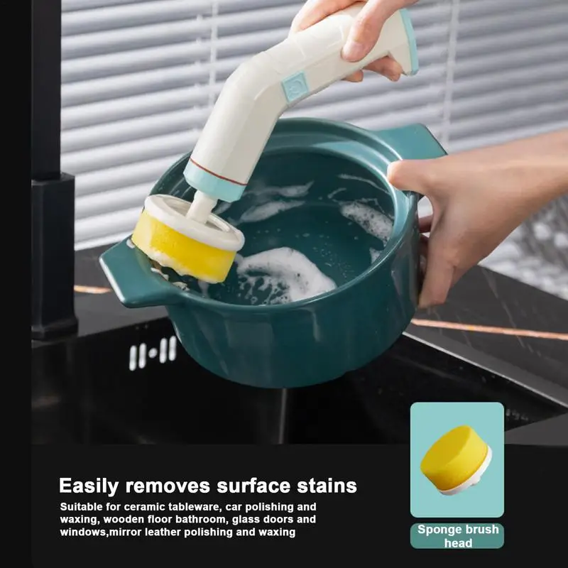 Cordless Power Cleaning Brush Waterproof Handheld Scrubber With 4 Replaceable Brush Heads Dish Brush 2 Rotating Speeds For