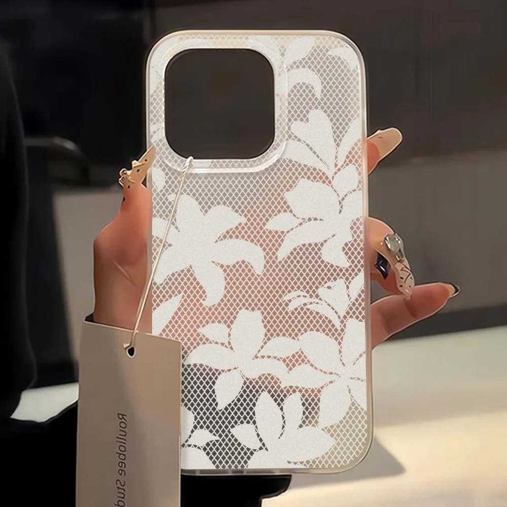 White Lace Lily Flower Phone Case For Samsung Galaxy S26 S24 S25 FE S23 Ultra A57 A56 5g A37 A36 A55 A54 A26 A17 A07 A06 Covers