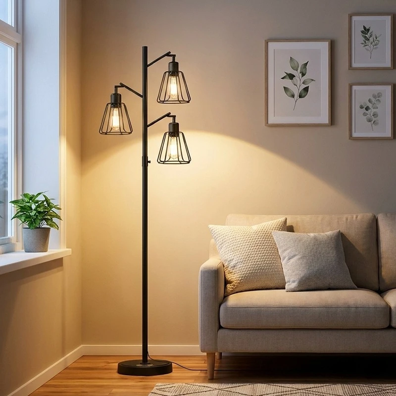 Postmodern Minimalist LED Floor Lamps Creativity Three Heads Standing Light Living Room Sofa Coffee House Illumination Fixture