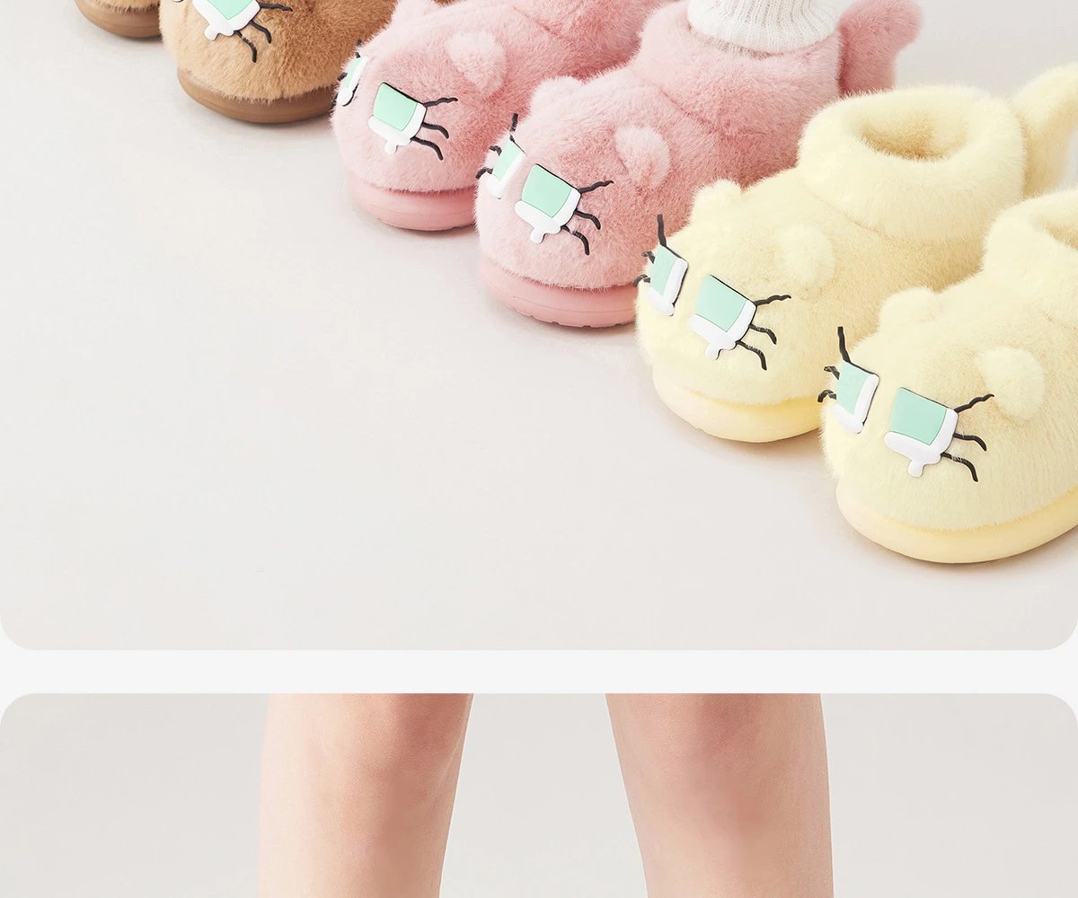 Neue Cartoon Schwarze Katzenstiefeletten für Damen, Winter Flauschige Plüschstiefel, Warme Indoor-Katzenpantoffeln, Unisex Flauschige Hausschuhe mit Schwanz – Detail 6