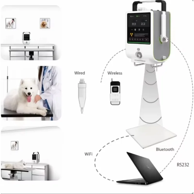 Compact, handheld, portable veterinary digital X-ray device for imaging of horses, cattle, pets, and livestock