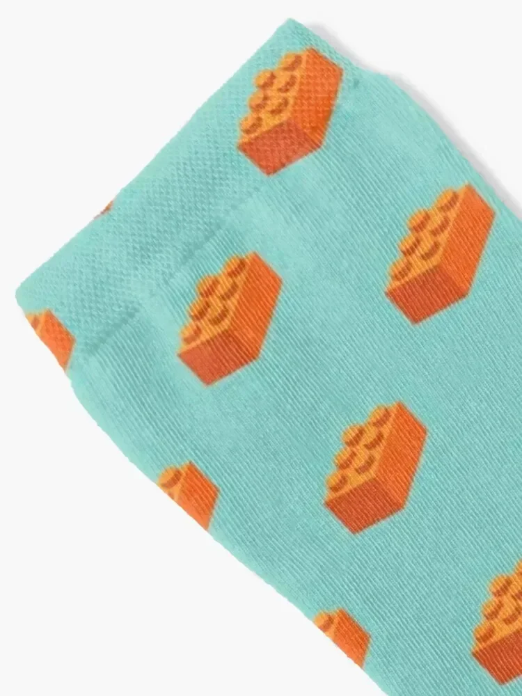 Building blocks that lock - Orange & Teal Socks sports stockings FASHION with print Socks For Girls Men's