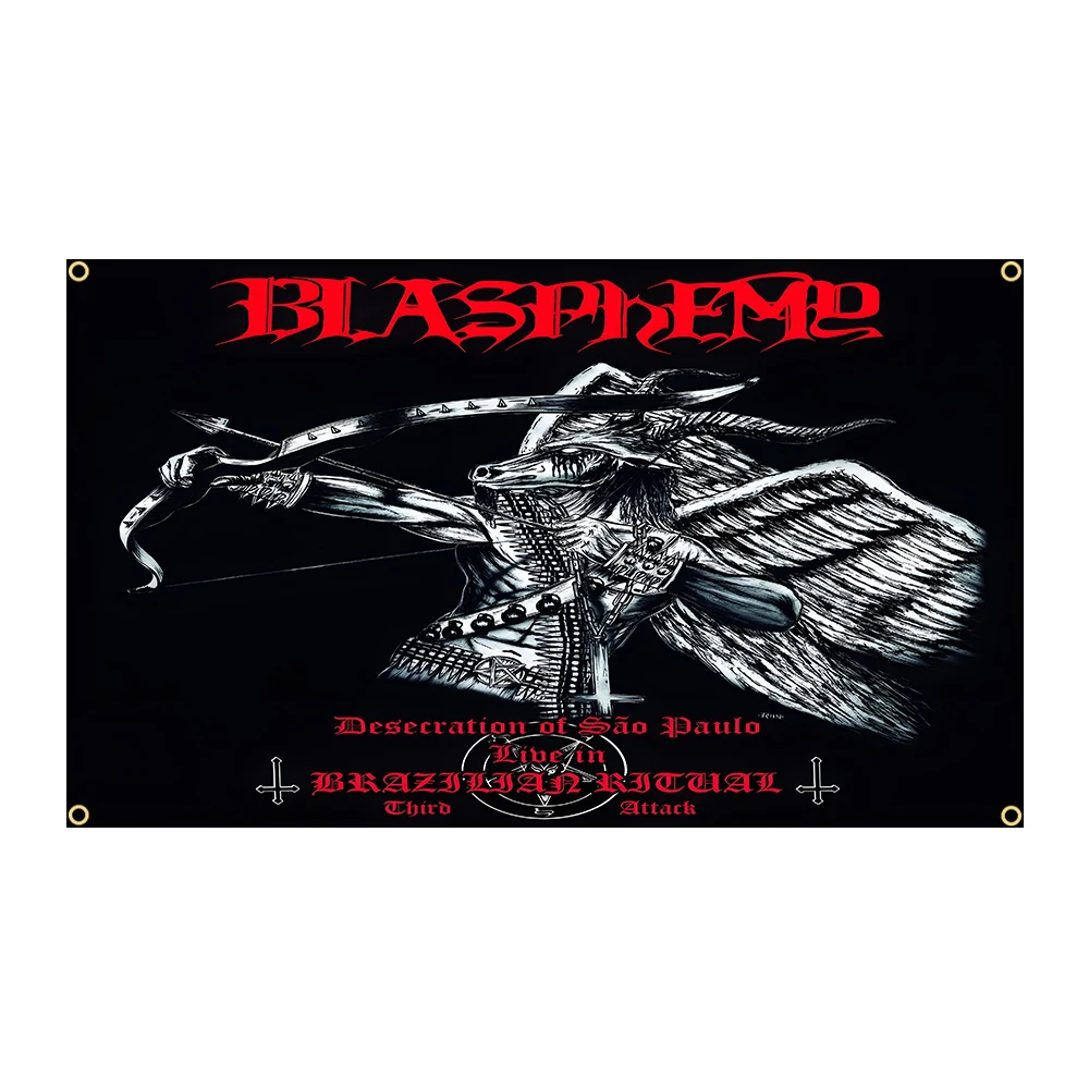 Heavy Rock Band-B-blasphemys Flag Polyester Digital Printing Banner for Bedroom Wall Art Out Door Tapestry Decoration