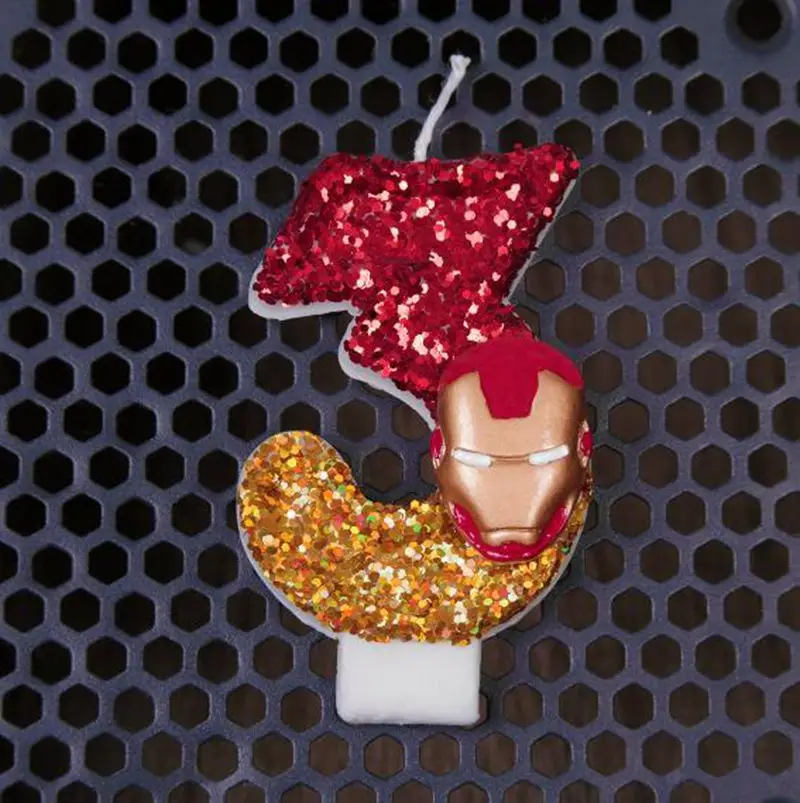 

Marvel Iron Man Original 3D Solid Digital Candle Cartoon Pattern 0-9 Party Birthday Candle Cake Decoration Children Party Gift