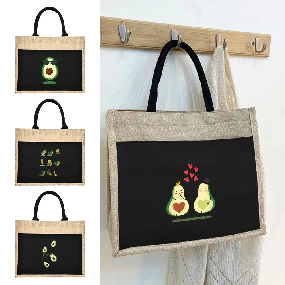 

Cotton and Linen Shopping Bag Large Capacity Cotton Linen Handbag Black Fashion New Design Women Men Canvas Handbags