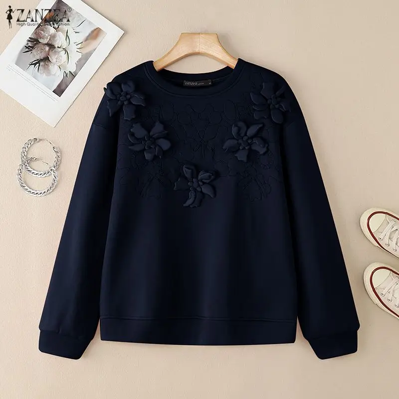 

Весенние женские толстовки с длинными рукавами ZANZEA, модные однотонные повседневные женские пуловеры в стиле пэчворк, свободные топы-туники больших размеров
