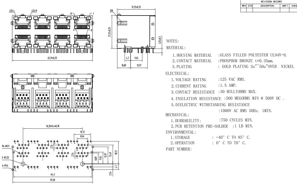 5 Stück/Set 8-Port RJ45 8P8C Buchse/Steckverbinder 2*4 Stahlgeschirmt Netzwerk-Modul mit LED und Schutzschrapnell – Detail 1