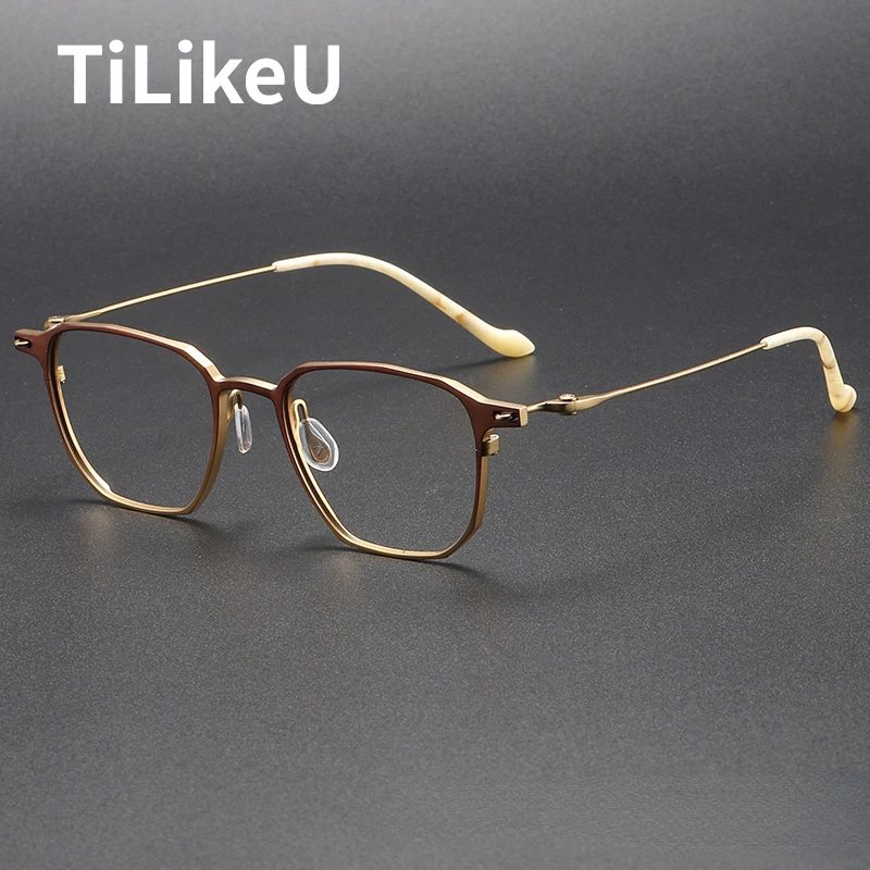 

Top Quality Pure Titanium Eyeglass Frame Brand Men Business Retro Square Handmade Eyewear Optical Prescription Eye Glasses Frame