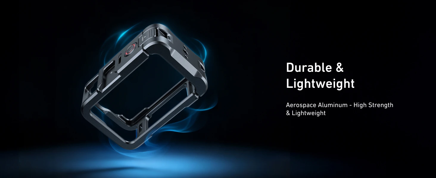 TELESIN Aluminiumlegierung Schutzgehäuse mit Dual Cold Shoe Adapter für DJI OSMO Action Kamera Metall Rabbit Cage Zubehör 6 – Detail 3