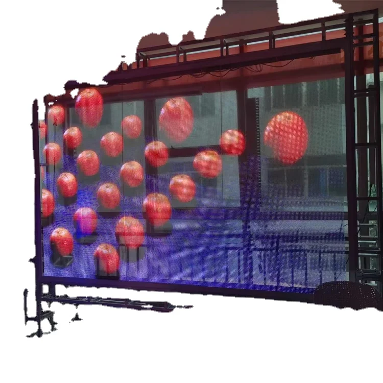 Parede de vídeo de perspectiva de publicidade de vidro Tela de filme transparente LED em display LED transparente