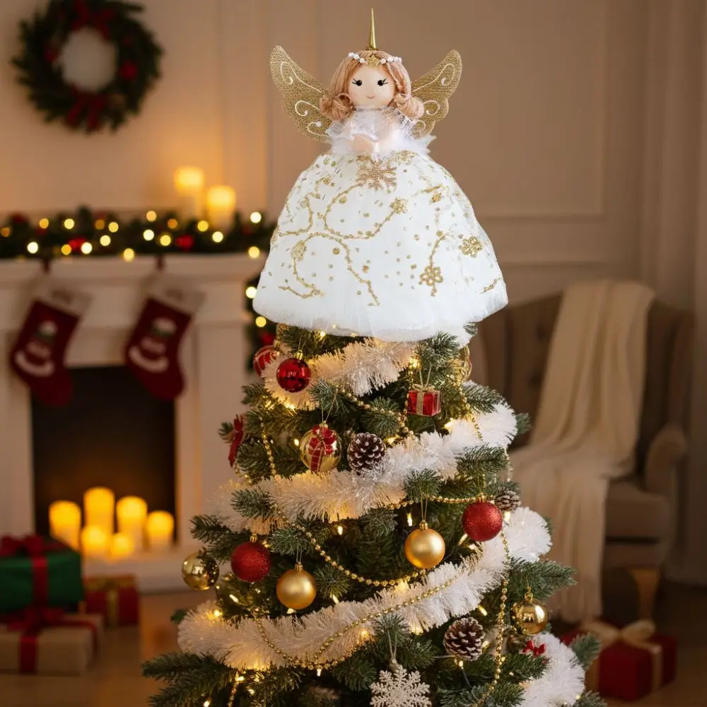 

Cute Christmas Angel Dolls Angel Girl Hanging Christmas Tree Top Stars DIY Handmade Angel Fairy Ornaments New Year Gifts