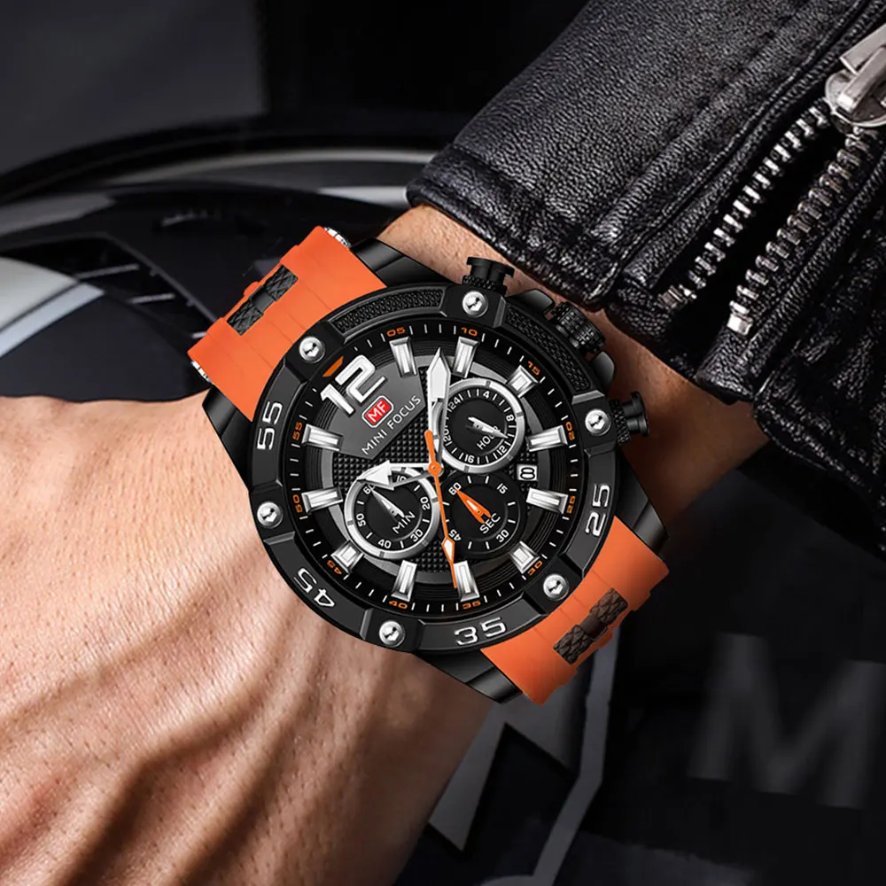 MINIFOCUS Top Brand Men\'s Watches Luxury  Domineering Quartz Wristwatch Waterproof Luminous Chronograph Watch for Men Date Clock