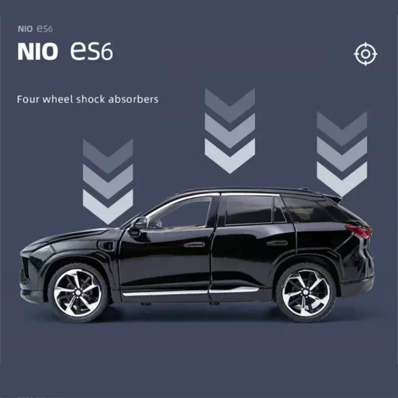 1:24 NIO ES6 SUV Alloy New Energy Car Model Diecasts Metal Toy Vehicles Car Model High Simulation Sound and Light Kids Toys Gift