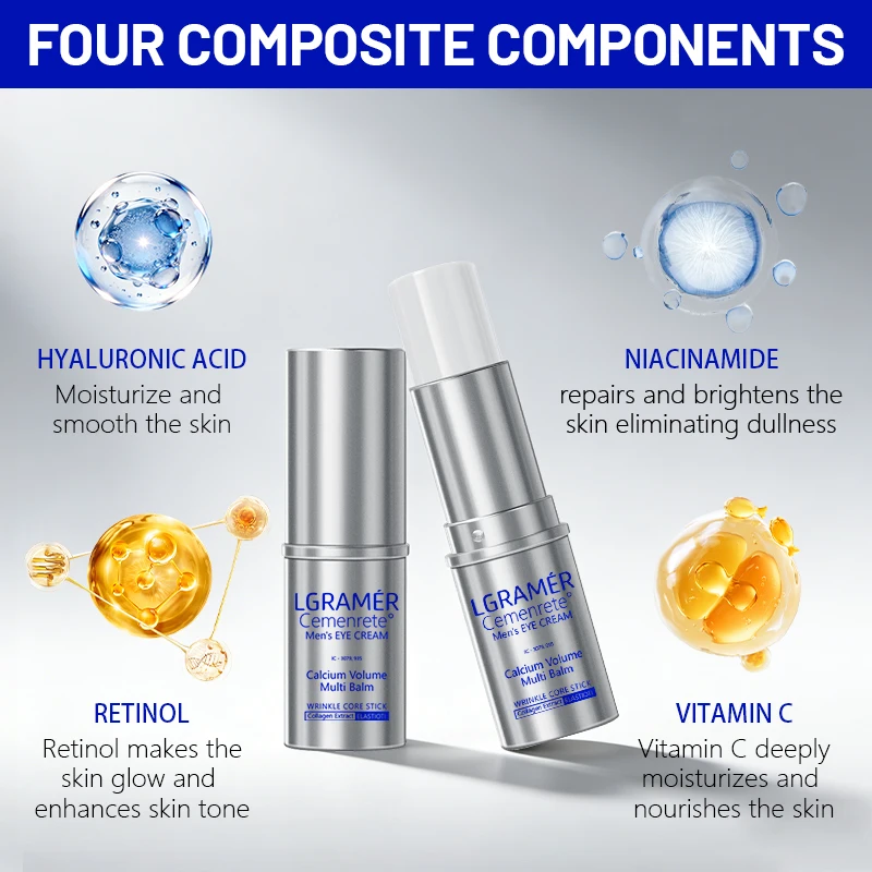 Men & Women Caffeine Eye Cream Stick Moisturizing, firming Removing Eye Bags Lightening Lines & Smoothing Dark Circles Eye Cream