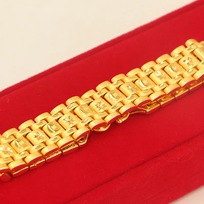 9999 gold wide version super powerful watch chain bracelet hand chain