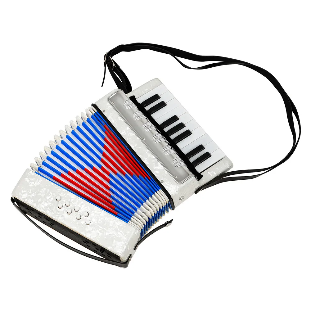 

Portable White ABS Accordion Educational Musical Instrument Beginner Concertina Lightweight for -Hand