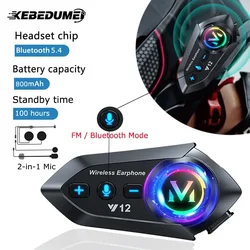 800mAh Motorcycle Helmet Bluetooth Headset Waterproof Voice Assistant Moto Earphone Motorbike Hands Free Wireless Headphone