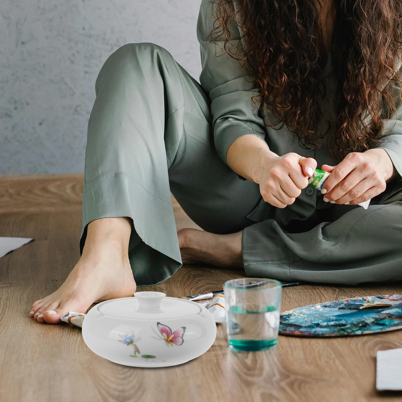 

Small Ceramic Ink Dish Tray Functional Stylish Design Ideal for Calligraphy Landscape Art Water Container Desktop Organizer