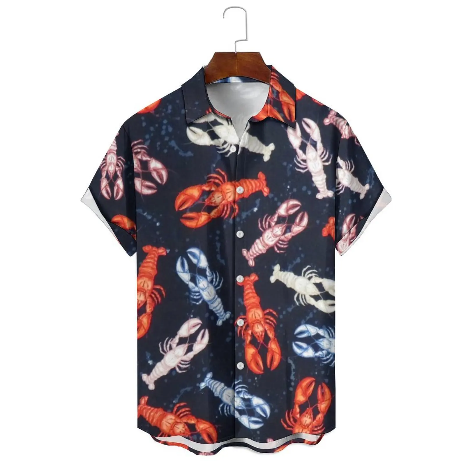 

Summer Fashion Men/Women Multi-Color Daily Wear Loose Casual Cartoon Crayfish Illustration Printed Short-Sleeved Shirt