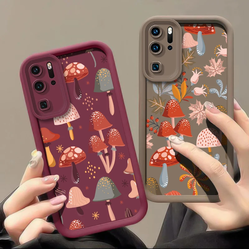 耐衝撃ソフトフォンケース Infinix Note 50 Pro Plus、Hot 50、40I、30I、GT 30 Pro、20、10、Zero 30 4G/5G用 葉っぱとキノコのカバー