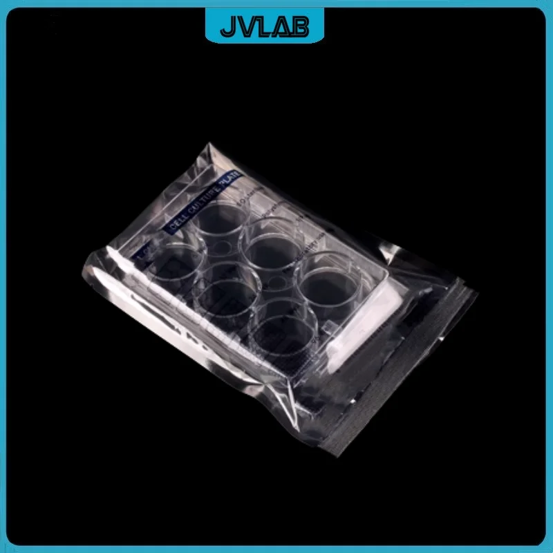 Disposable Cell Culture Plate 6 Wells With Cover PlasticMicroplate Compartments Bacterial Culture Plate Sterile Package 5 Pcs