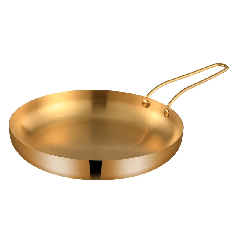 

YFY stainless steel snack steak plate barbecue golden dessert western food creative belt handle household