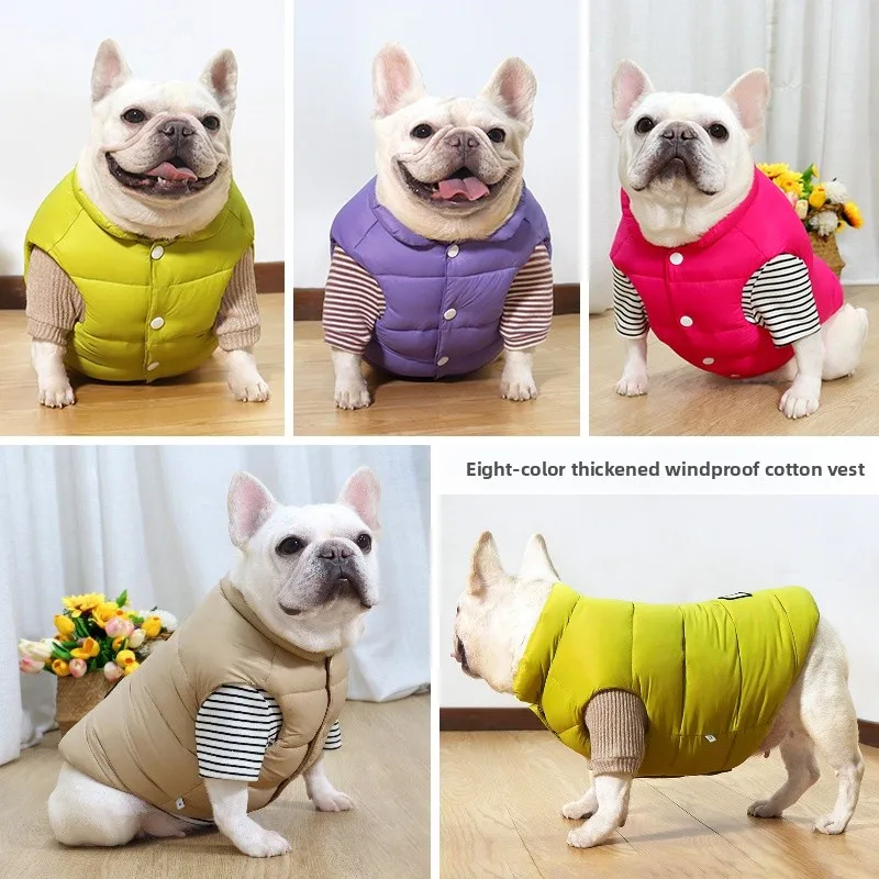 

Thiened Winter Dog Jaet Cotton Coat Windproof Warm Vest for Fat Dogs French Bulldog Pug Bull Mastiff Casual Sle Pet Clo...