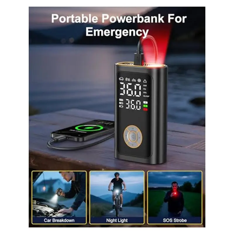 2025 حار نمط المحمولة منفاخ لإطارات السيارة اللاسلكي مضخة هواء ضاغط 6X إطارات التضخم السريع مع مقياس الضغط الرقمي مصباح ليد