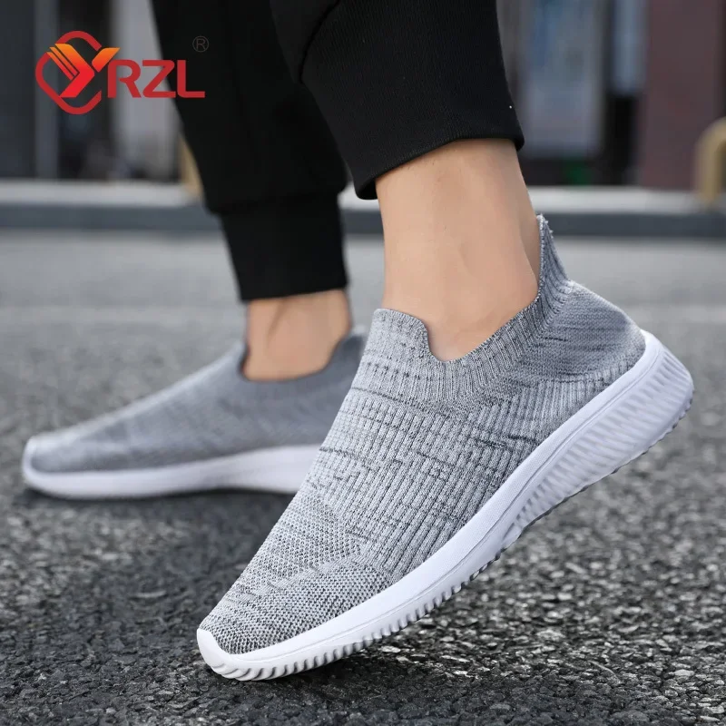 YRZL zapatillas de deporte para hombre, zapatos informales de verano, zapatos deportivos suaves antideslizantes de malla transpirables para exteriores, zapatillas sin cordones para hombre, talla 39-46